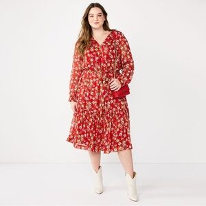 Draper James Red Floral Midi Dress